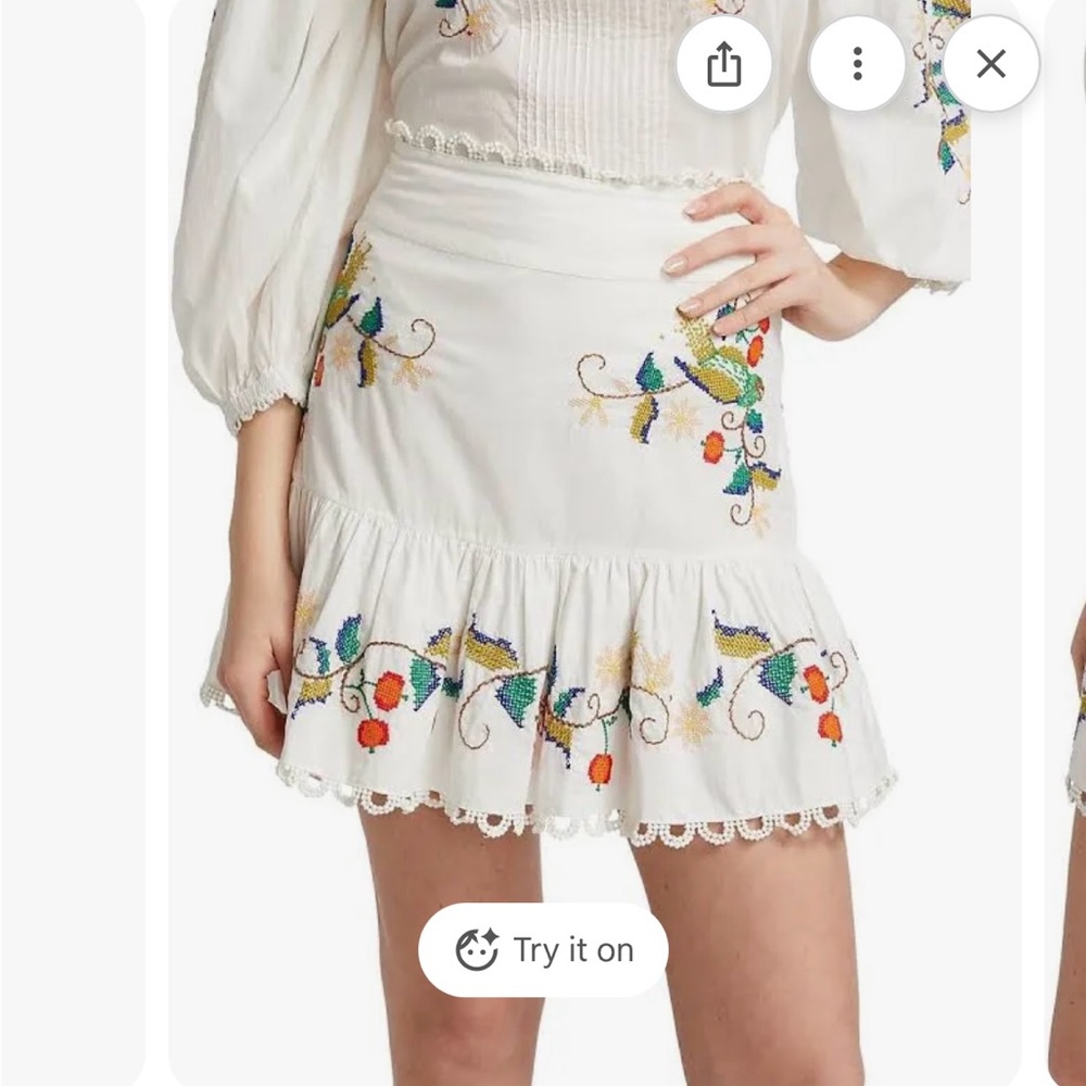 Farm Rio embroidered skirt